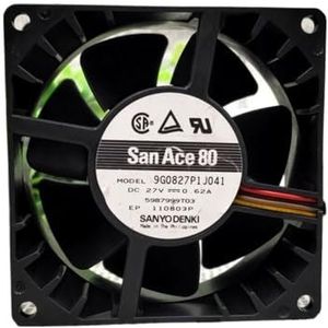 9G0827P1J041 8CM 27V 0.62A Dubbele kogelventilator Luchtstroom voor industriële omvormers, koelsystemen