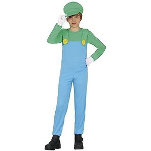 Luigi Kostuums | Pizza Bakkende Loodgieter Kind Kostuum | 7-9 jaar | Carnaval kostuum | Verkleedkleding