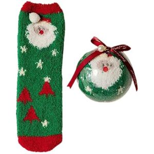 Pluizige sokken Kerstmis, Kerstthema Casual dikke sokken, Warme sokken, gezellige sokken voor de winter, tienervrouwen meisjes kerstcadeaus voor binnenslaap Bittu