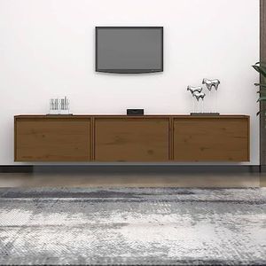 AJJHUUKI Entertainment Centra & TV Stands TV Kasten 3 stks Honing Bruin Massief Houten Grenen Meubels