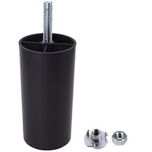 SKIR'CO (Pack van 16 stuks zwarte kunststof meubelpoten, hoogte 100 mm, ronde Ø 50 mm meubelpoten met M8 bouten, bankpoten, moeren inbegrepen (16)