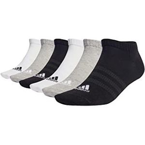 adidas Sportswear Low Cut sneakersokken, uniseks, korte sokken, 6 paar, wit/grijs heather/zwart., 43/45 EU