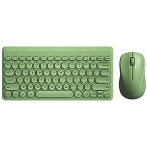 Compacte toetsenbord-muiscombo, JieruiDeng 79-toetsen retro mini schattig computertoetsenbord 2.4G USB draadloos en stille muizen set voor laptop desktop pc iPad (groen)