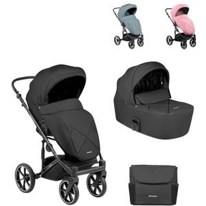 Kikkaboo Kinderwagen Amani 2-in-1 babykuip, sportzitje, luiertas, matras, kleur: zwart
