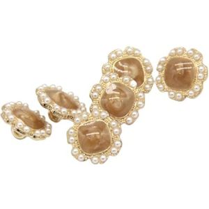 Knop Metalen knop naaiknop 10 stuks Vintage bloem parel goud metalen knopen for dames shirt kleding jas trouwjurk decoratieve naaiaccessoires-roze, 12 mm (Color : Roze_12mm)