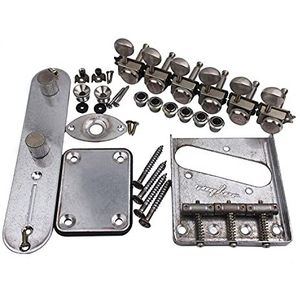 Guyker Relic Electric Guitar Accessories Set, Tuners (6R), Control Plate with Potentimeter Knobs, Bridge, Strap Lock, String Retainer and Jack/Neck Plate Vintage Compatible with Tele TL Telecaster