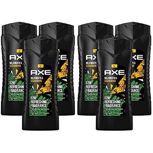 AXE 3-in-1 douchegel & shampoo Wild Mojito & Cedarwood XL, heren douchegel 6 x 400 ml, dermatologisch getest, intensieve verzorging voor mannen, Face Body Hair Wash (6 producten)
