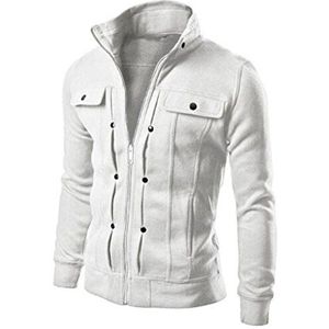 UJUNAOR TOP Fashion Mens Slim ontworpen revers vest jas jas jas, Kleur: wit, S