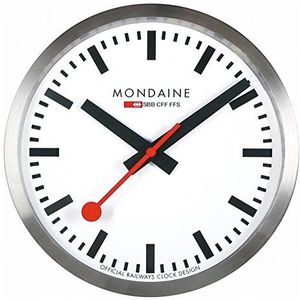 Mondaine Wandklok A990.Clock.Official Swiss Railways.Stofbestendig, zilver, 25 cm, Minimalistisch