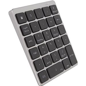 Mini numeriek toetsenbord, scherp, dun numeriek toetsenbord, oplaadbare aluminiumlegering voorkomt spatten. 28 toetsen voor computer (grijsachtig zwart)