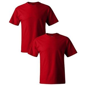 Hanes Men's 2 Pack Short Sleeve Beefy-T, Deep Red, Large