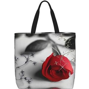 OdDdot Rode Rose2 Print Tote Bag, Hobo Bag Crossbody Tas Voor Vrouwen Grote Capaciteit Mama Tas Schoudertas, Rood Rose2, Eén maat