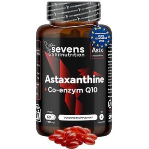 Sevens Astaxanthine hoge dosis 8 mg + co-enzym Q10 - AstaPure® uit Haematococcus pluvialis - 100% natuurlijk, 60 softgel-capsules met eerste persing olijfolie - antioxidant