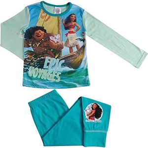 Disney Moana pyjama voor meisjes - lange mouwen - maten 4 tot 10 jaar - 7-8 jaar/122-128 cm blauw, Groen