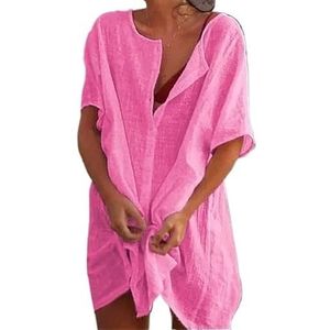 Cover Ups voor vrouwen strandkleding strandbedekking badpak cover-up vrouwen zomer strandjurk bikini cover-ups strandkleding zwemmen smock t-shirt badmode badpak cover ups voor vrouwen (roze,