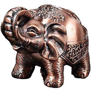 VOANZO Metalen asbak Olifant Met Deksel Seal Creatieve Decoratieve Asbak Mannen Geschenken Retro Ambachten Ornamenten (rood koper)