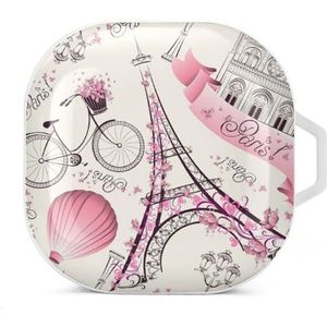 Romantisch Parijs Eiffeltoren Oordopjes Hoesje Compatibel met Samsung Hard Shell Beschermhoes Wit-Stijl