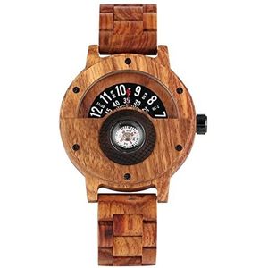Handgemaakt Unieke kompas draaitafel ebony wood horloge heren creatieve halve cirkel klok volledig hout retro horloge Huwelijksgeschenken (Color : Zebra wood)