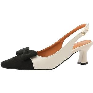 SJJH Modieuze slingback sandalen voor dames met puntige kant en kegelhakken - elegante dress pumps, wit 2, 32 EU