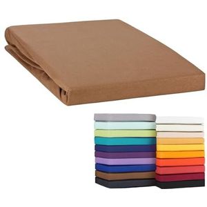 Moon - Classic Hoeslaken voor topper, hoeslaken, 120 x 200 - 120 x 220 cm, jersey, 100% katoen (tabak)