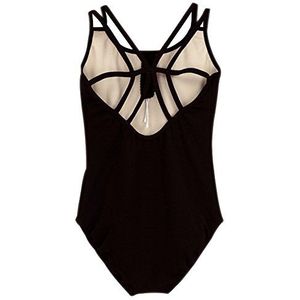 BOZEVON Dames Balletpakje - Dames Dubbele Riemen Kruis Dans Hemdje Turnpakje Ballet Danskleding Gymnastiek Bodysuit (Zwart)