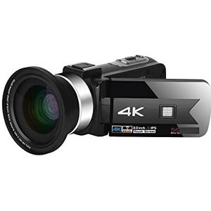 Digitale Camera, Live streaming camcorder 4K digitale videocamera's for fotografie Full Ultra HD Vlog-recorder Nachtzicht Webcam(128G SD Card,Blue)