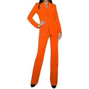 Vrouwen Broek Pak Set 2 Stuks Kantoor Outfit Voor Lady Formele Zakelijke Vrouwen Pakken, Oranje, L
