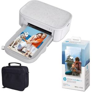 HP Sprocket Studio Plus Instant fotoprinter 10,2 x 15,2 cm - bundel: etui en fotopapier