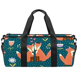 Planeten ruimteschepen ruimte reizen duffle tas sport bagage met rugzak draagtas gymtas voor mannen en vrouwen, Vossen Dier, 45 x 23 x 23 cm / 17.7 x 9 x 9 inch