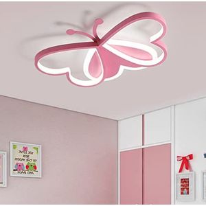 Kinderkamerlamp, plafondlamp, dimbaar, led-kinderlamp, voor meisjes en jongens, slaapkamer, plafondlamp, roze, vlinder, hartdesign met afstandsbediening, plafondlamp (koud wit, 6500 K, lengte 50 cm)