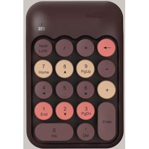 QPSJXN Digitaal toetsenbord, draadloos, compact, voor laptop en computer, retrostijl, 2,4 G, draadloos extern toetsenbord (koffiekleur)