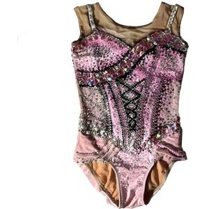 Meisjes Mouwloze Ritmische Gymnastiek Leotards Sprankelende Ballet Dans Unitards for Competitie, Aanpasbaar(4XL)