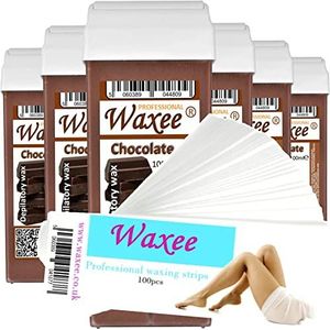 6x 100ml Roller ROLL OP WAX CARTRIDGE + 100 strips Body & Been ""Waxee"" NIEUWE FORMULE (Chocolade)