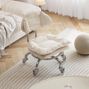 JUXDZISHW Wit,B, Roller Seat PU Lederen Lage Kruk Ronde Rollende Vloerkruk met Universele Wielen voor Home Fitness Sport Pedicure Kruk