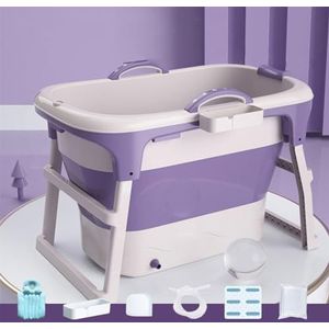 Portable Folding Bathtub for Adults, Large Capacity Soaking Tub with Collapsible Legs (Purple without cover)
