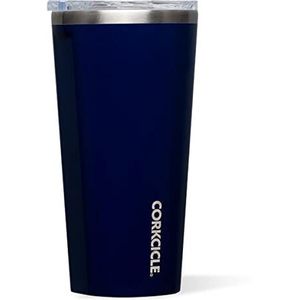 Corkcicle Tumbler - Drievoudig geïsoleerde roestvrijstalen reismok met onbreekbaar deksel - morsbestendig, herbruikbaar, BPA-vrij, vaatwasmachinebestendig - Gloss Midnight Navy, 475ml/16oz