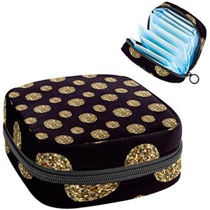 Periode Pouch, Draagbare Tampon Opbergtas voor Maandverband, Glitter Dots Patroon, Meerkleurig, 4.7x6.6x6.6 in/12x17x17 cm