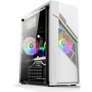 Mid-Tower ATX, M-ATX, MINI-ITX Computerbehuizing, Gehard Glazen Paneel Met Raster Voorpaneel, Verticale GPU-beugel(White)