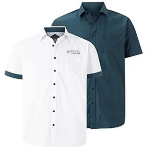 Jan Vanderstorm - Overhemd - Petrol/Wit - Comfort Fit - 2 Pack