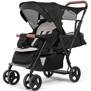 Luxe Dubbele Kinderwagen Opvouwbare Metalen Zittende Tandem Kinderwagens Verstelbare Luifel Trolley Kinderwagen Draagbare Kinderwagen