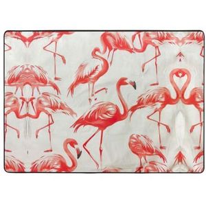 YJxoZH Flamingo's Op Witte Print Thuis Tapijten, Voor Woonkamer Keuken Antislip Vloer Tapijt Zachte Slaapkamer Tapijten-148x 203cm