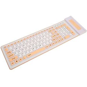 Draadloos Opvouwbaar Toetsenbord, 103 Toetsen Waterdicht Stofdicht Oliebestendig Zacht Siliconen Speltoetsenbord, Geruisloos USB Ergonomisch Toetsenbord voor PCS-laptops (Oranje)