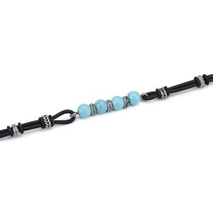 Herenarmband van leer met turquoise ABR704C, Gelegeerd staal