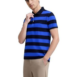 Heren Poloshirt Zomer Heren Gestreepte Korte Mouwen Golfshirts Katoenen Sport Casual Golf Poloshirt(Blue,XXXX-Large)
