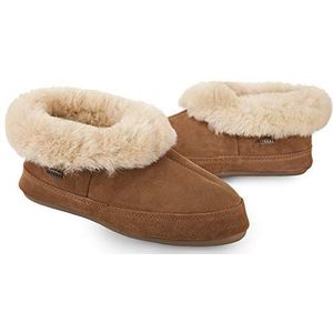 Acorn Women's Sheepskin Indoor/Outdoor Bootie Slippers, Walnut, 10