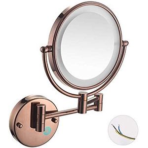 FJMMSJPVX Vanity spiegel, badkamer make-up spiegel muur gemonteerd led 8 inch 10x vergroting (kleur: roségoud, maat: 10x)