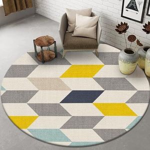 TSMBIKE Moderne grote ronde vloerkleden voor de woonkamer, anti-slip zachte cirkel abstract wasbaar tapijt voor slaapkamer kinderkamer, 200cm, 120cm (Color : I, Size : 200CM)