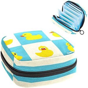 Maandverband Opbergtas,Draagbare maandverband Opbergzak,Eend, Meerkleurig, 4.7x6.6x6.6 in/12x17x17 cm