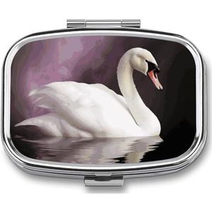 Witte Zwaan Pil Doos Pil Case Leuke Pil Organizer Pil Houder Geneeskunde Pil Organizer Pil Container Dagelijkse Pil Organizer Kleine Pillendoos Pil Case voor Portemonnee Pocket