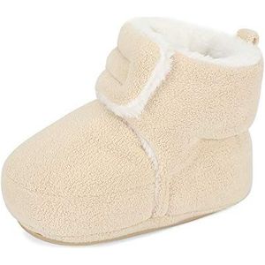 MASOCIO Baby Jongens Meisjes Winter Warme Booties Baby Zachte Zool Laarzen Anti-Slip Booties, Beige, 12-18 Months